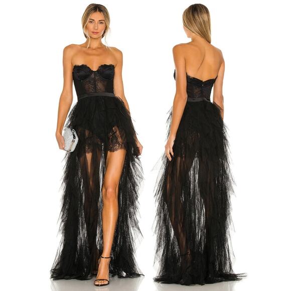 For Love & Lemons Bustier Tulle Gown Tiered Ruffle Prom Fairy Witchy Formal Sz M - Picture 1 of 11